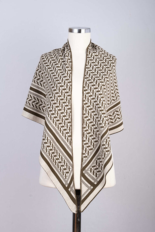 Desenli Triko Üçgen Şal - 5