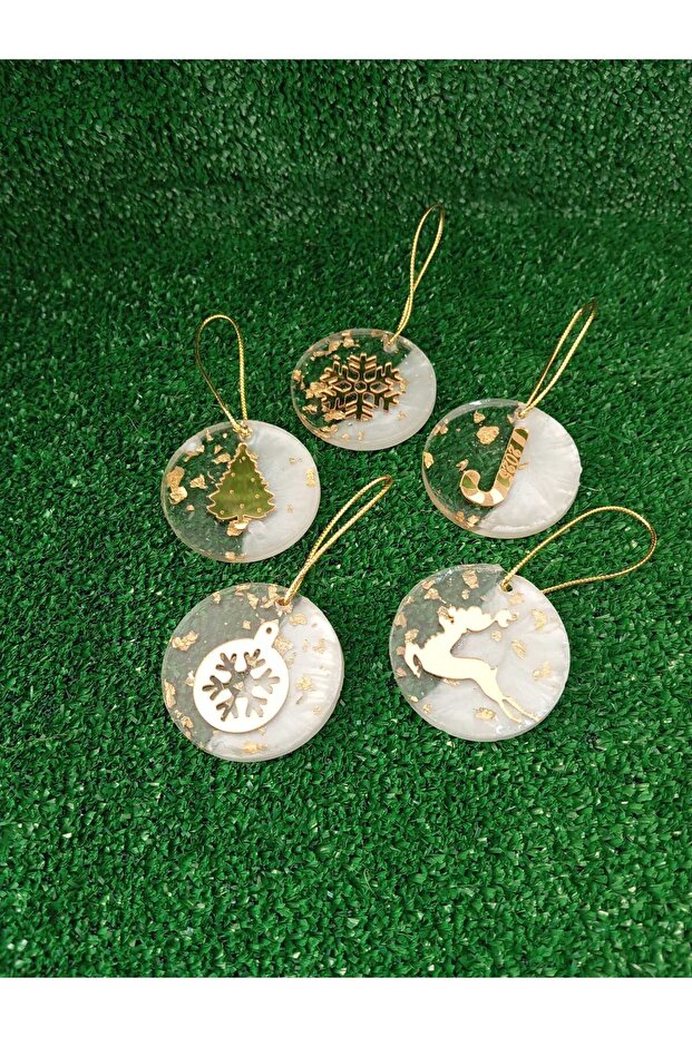 Yılbaşı süsü Epoksi 5 li ağaç kapı duvar süsü - 2