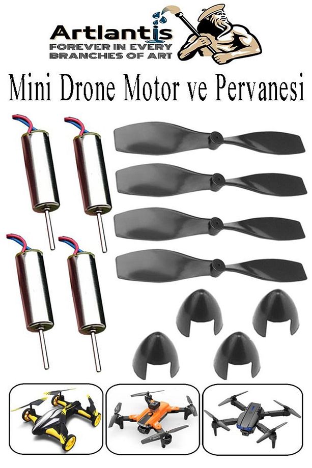 Drone Motoru VE Pervanesi 4 Adet Dc Mini Dron Motor Yüksek Hızlı Çekirdeksiz Pervane Kanatı Deney Ok - 1