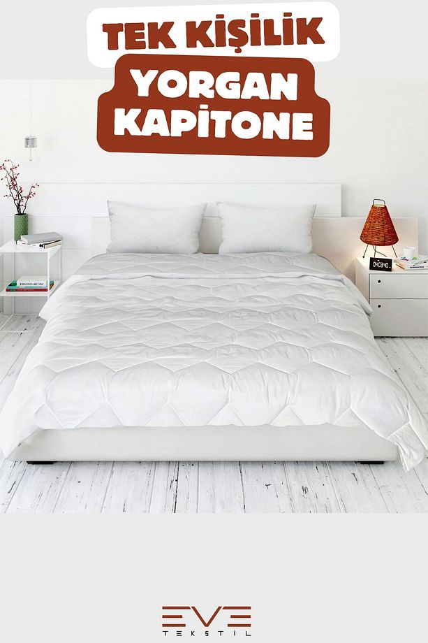 Kapitone Yüksek Kaliteli 4 Mevsim Kullanılabilir Microfiber Soft Tek Kişilik Antialerjik Yorgan - 1