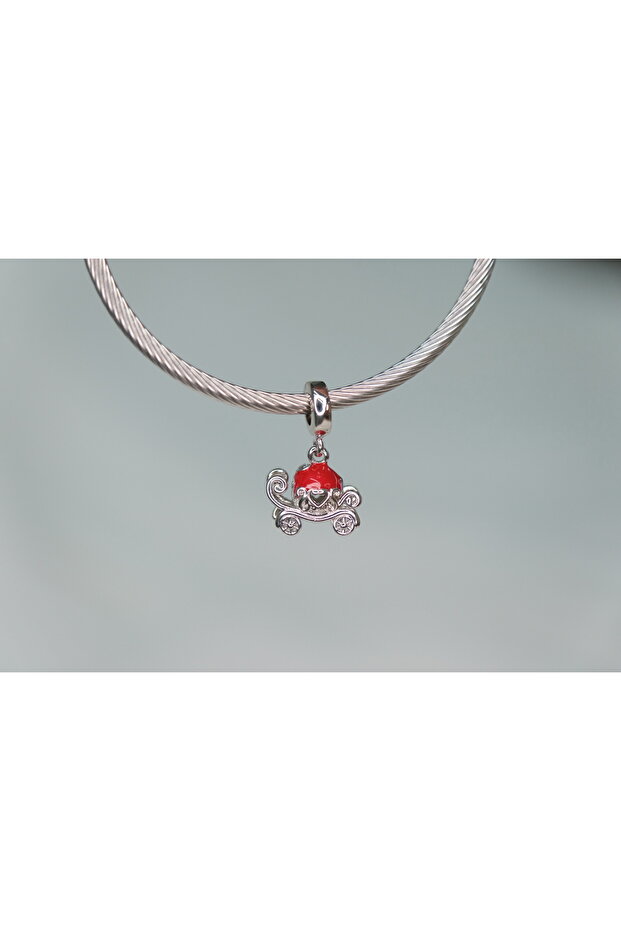 Red Pumpkin Stroller Figured Stainless Steel Charm