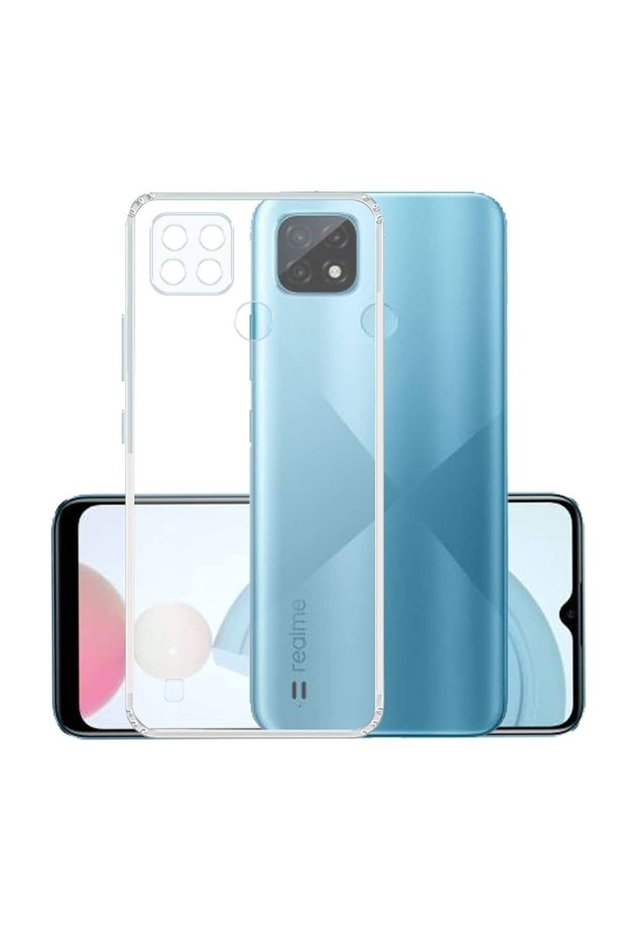 Realme C21 Compatible Clear Silicone Case - Flexible Full Protection Cover with Camera Protection