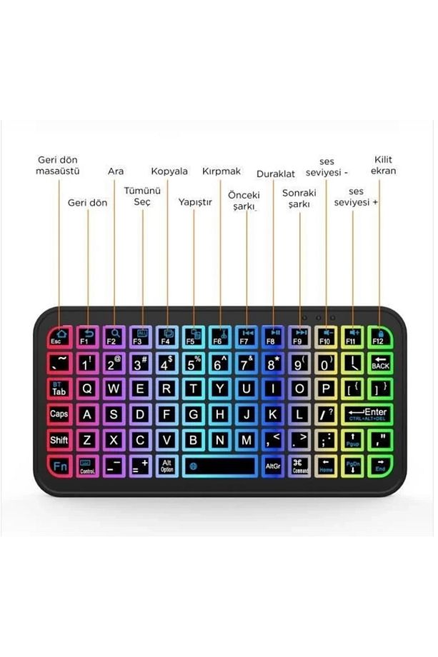 Mini Şarjlı Kablosuz Klavye Sarjlı Işıklı Bluetooth Bağlantılı Android TV Uyumlu Klavye - 2