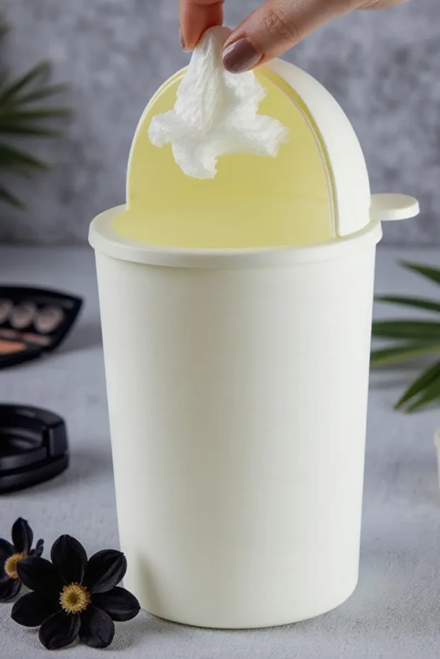 Masa Üstü Çöp Kutusu, Ayıcıklı Çöp Kovası, Mini Çöp Kutusu, Masa Üstü Mini Çöp Kutusu 1 Litre Beyaz - 3