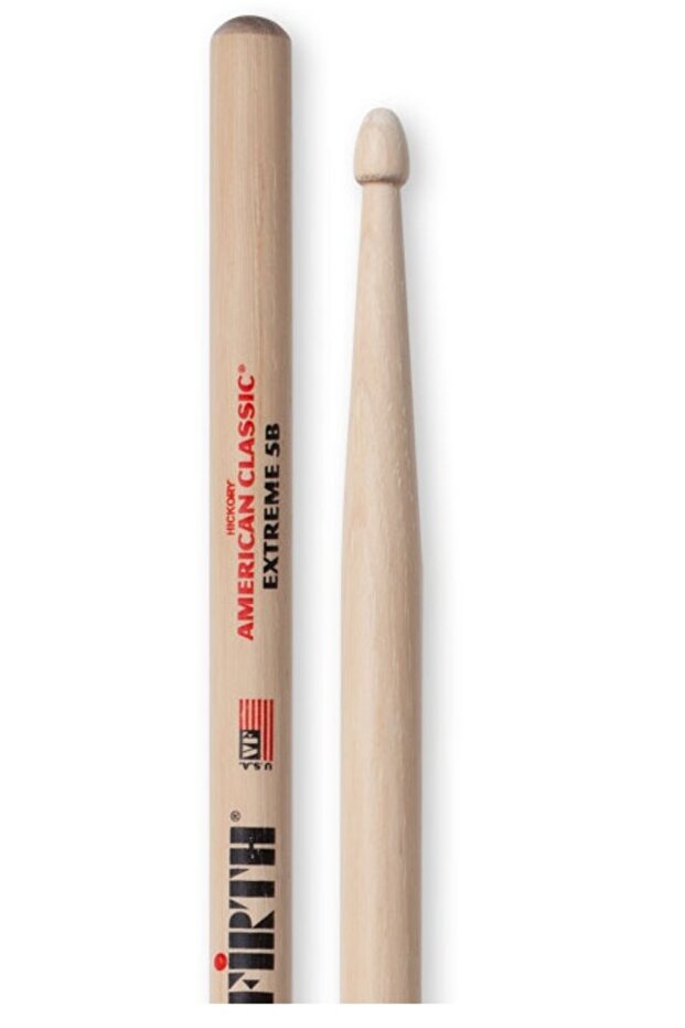 Vicfirth X5B Drum Sticks (Pair) Extreme 5Bw, Hickory, 0.595\"X16 1/2\" Drumsticks (Pair) Extreme 5Bw
