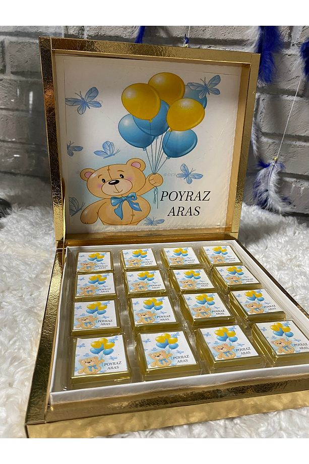Bulut Bubble Ayıcıklı Bebek Kapı  Duvar Süsü Yastık ve Çikolata - 3