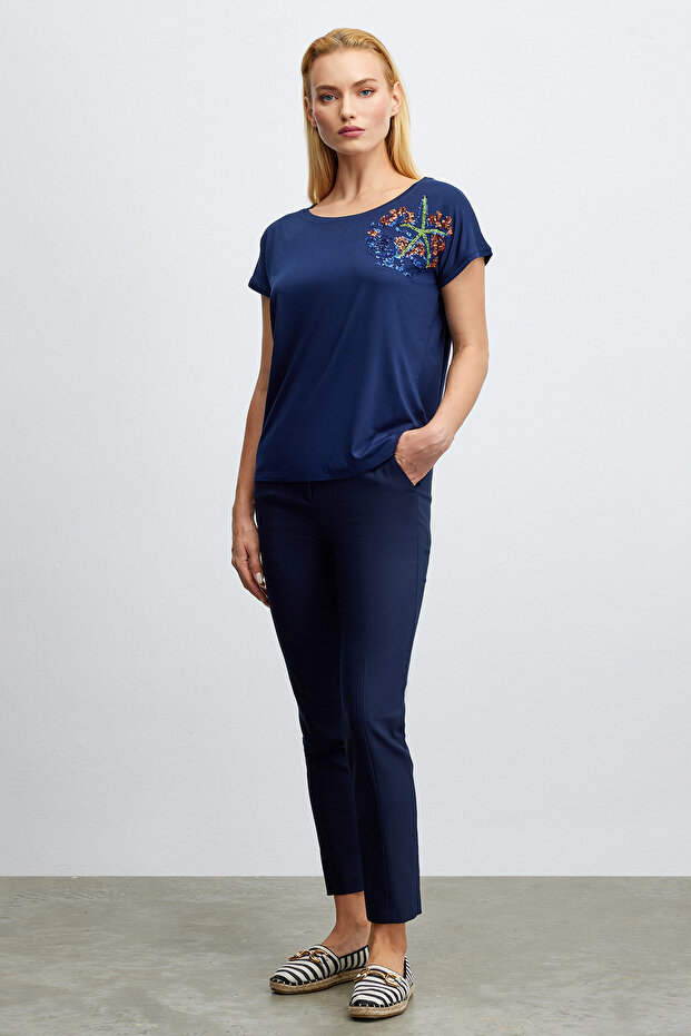 Pul İşlemeli T-Shirt - 1