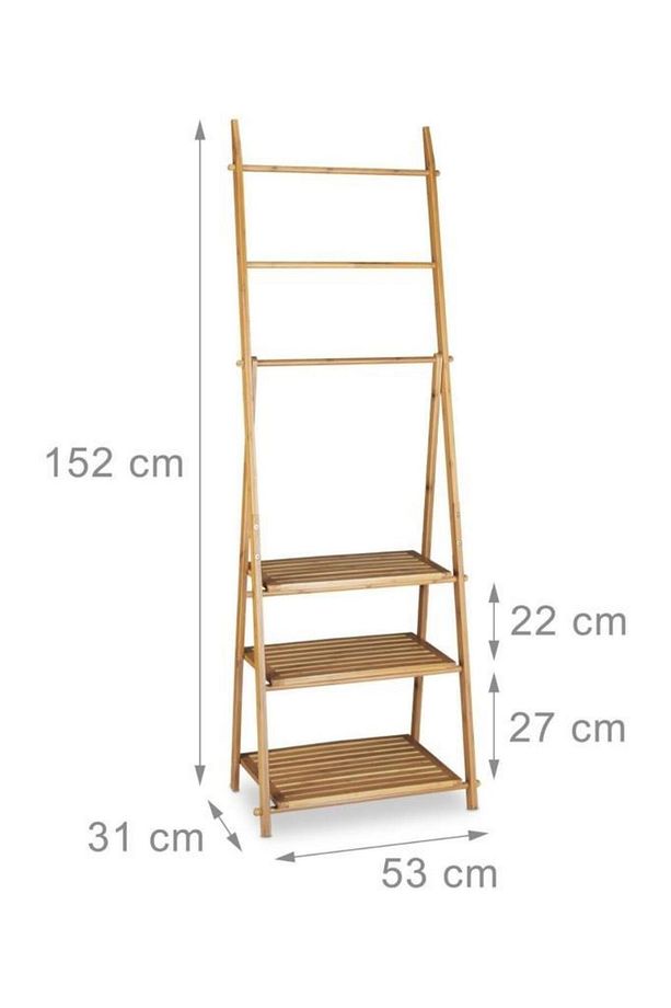 Bambu 3 Raflı Havlu Askısı Banyo Düzenleyici Havluluk Organizer Db-0006 - 7