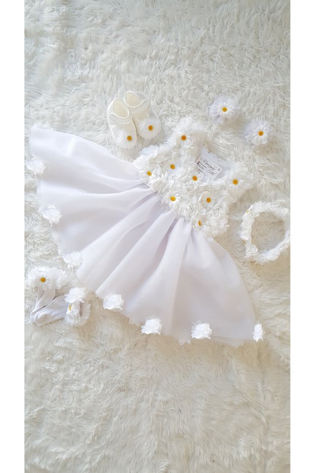Baby Girl Special Occasion Dress with Daisy Flowers