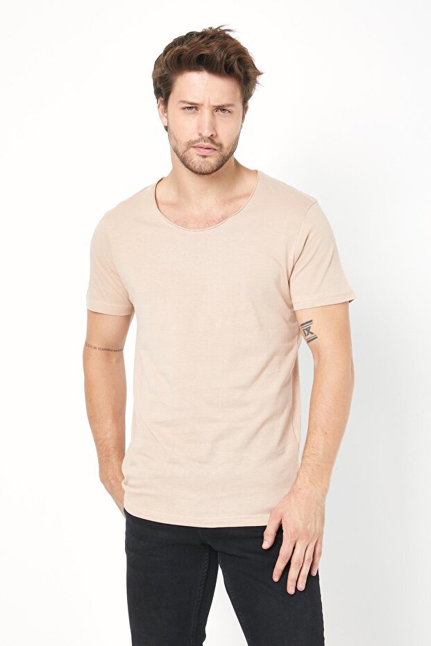 Erkek Bisiklet Yaka Basic T-shirt - 1