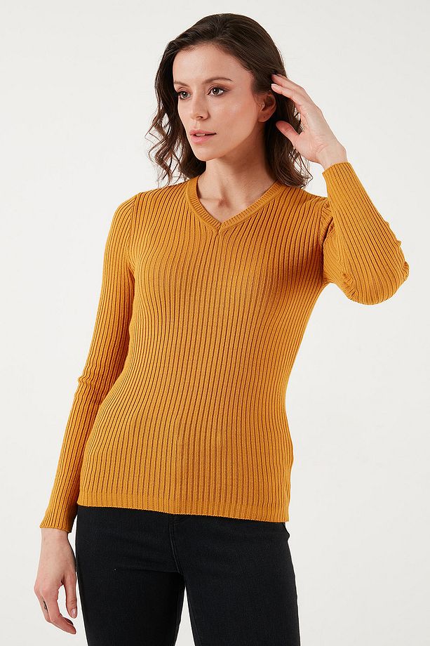 Slim Fit V Yaka Fitilli Triko Kazak  KAZAK 24K0289K1 - 3