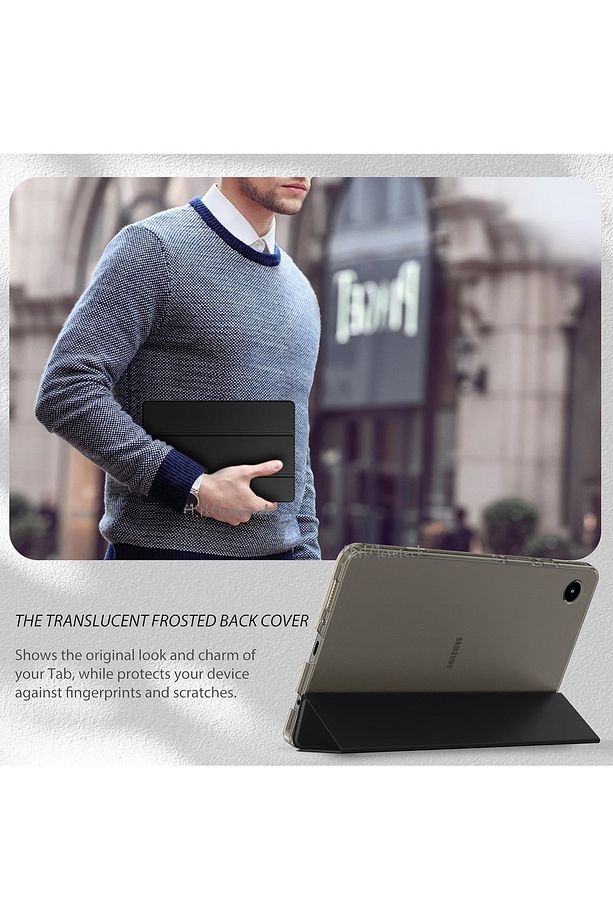 Samsung Galaxy Tab A9 8.7 inç Sm-X110 Tablet Kılıfı Akıllı Smart Uyku Modlu Katlanabilir Şeffaf - 4
