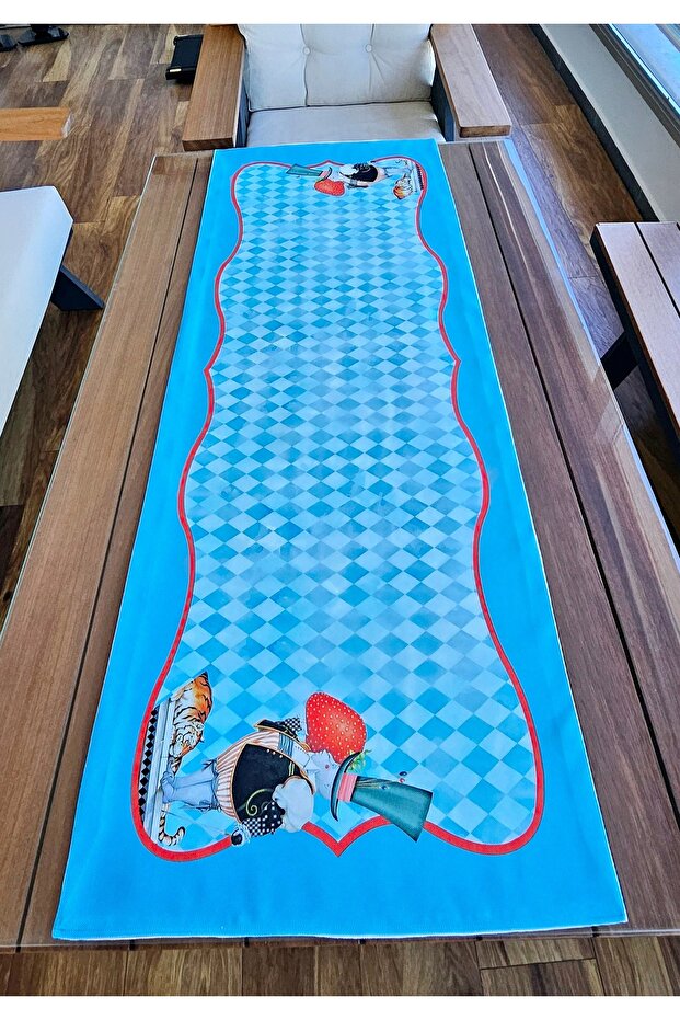 Mavi Dama Desenli Runner
