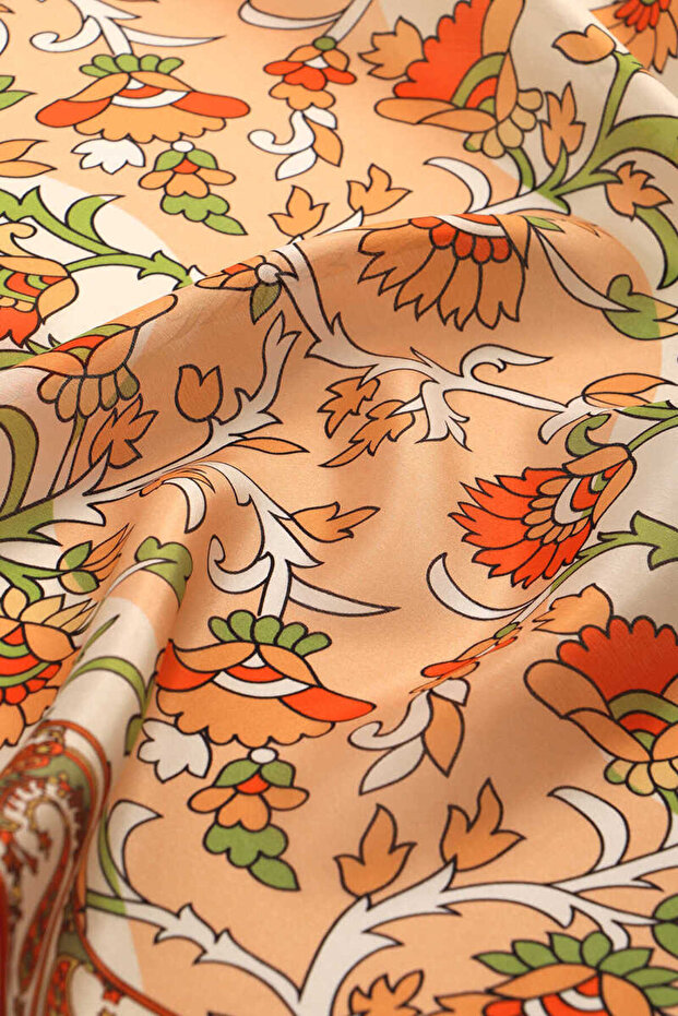 Taba Shawl Pattern Voile Silk Scarf - 3