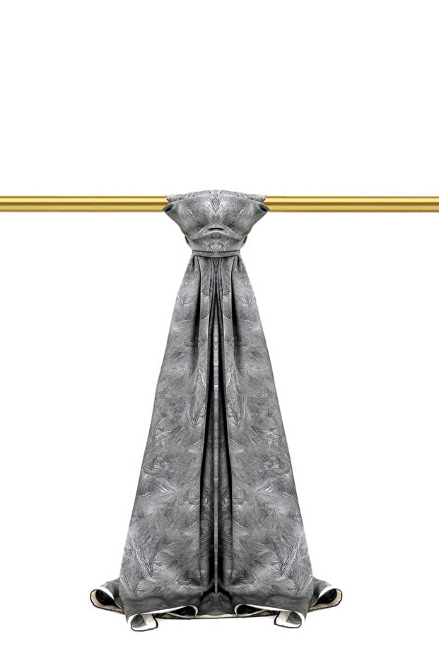 شال حريري بنمط فرشاة أنثراسايت - 1