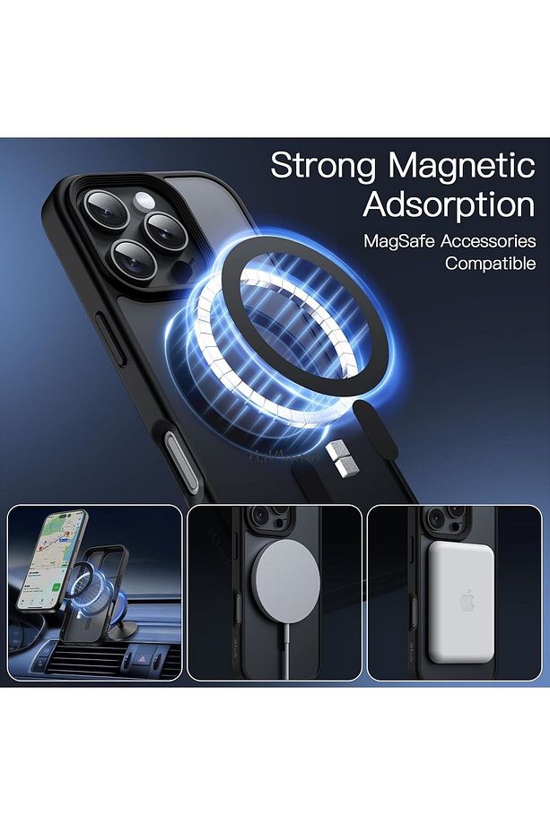 İphone 16 Pro Max Kılıf Mat Magsafe Şarj Özellikli Darbe Önleyici Hassas Butonlu Renkli YumuşakKenar - 5