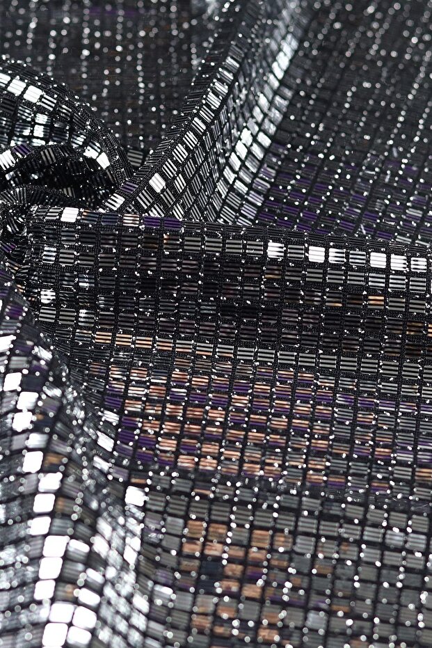 Tango B Pullu Siyah Renk Örme Abiye Kumaş - 1