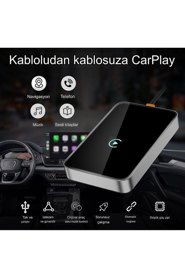 Mini Kablosuz Carplay Bluetooth Usb Type-C Uyumlu Android İOS Araç Multimedya Adaptörü - 2