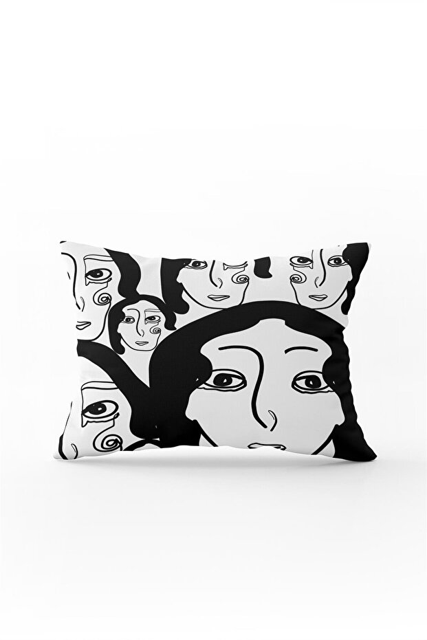 Double Sided 35x50 White Black Women's Figured Throw Pillow Pillow Case - Cgh240-3550