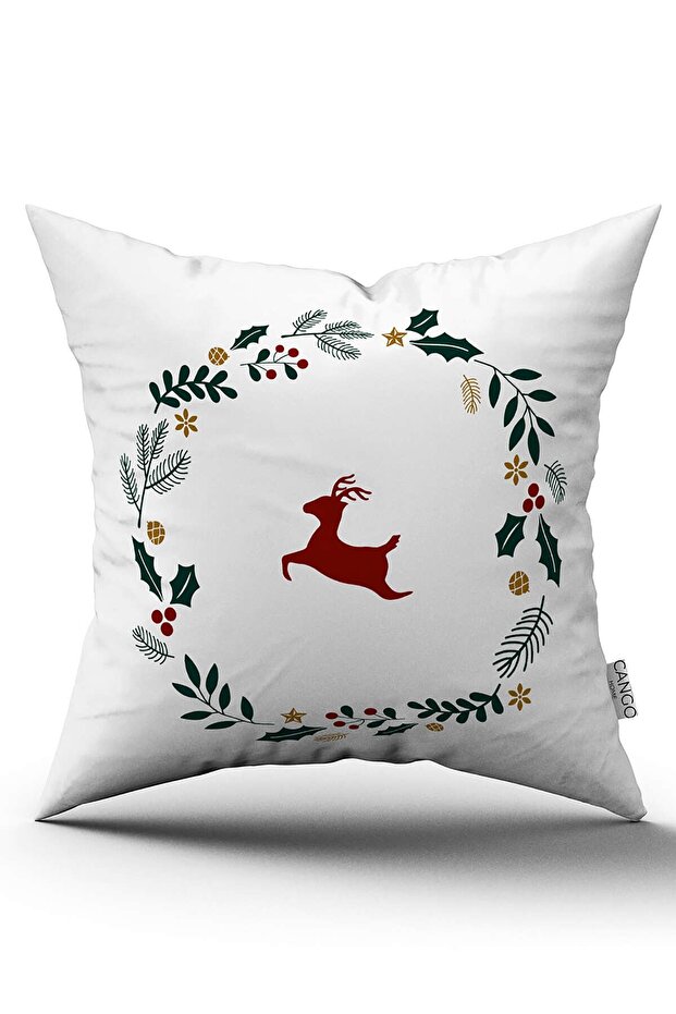 Green Red Christmas Themed Digital Printed Throw Pillow Cover Cgh908