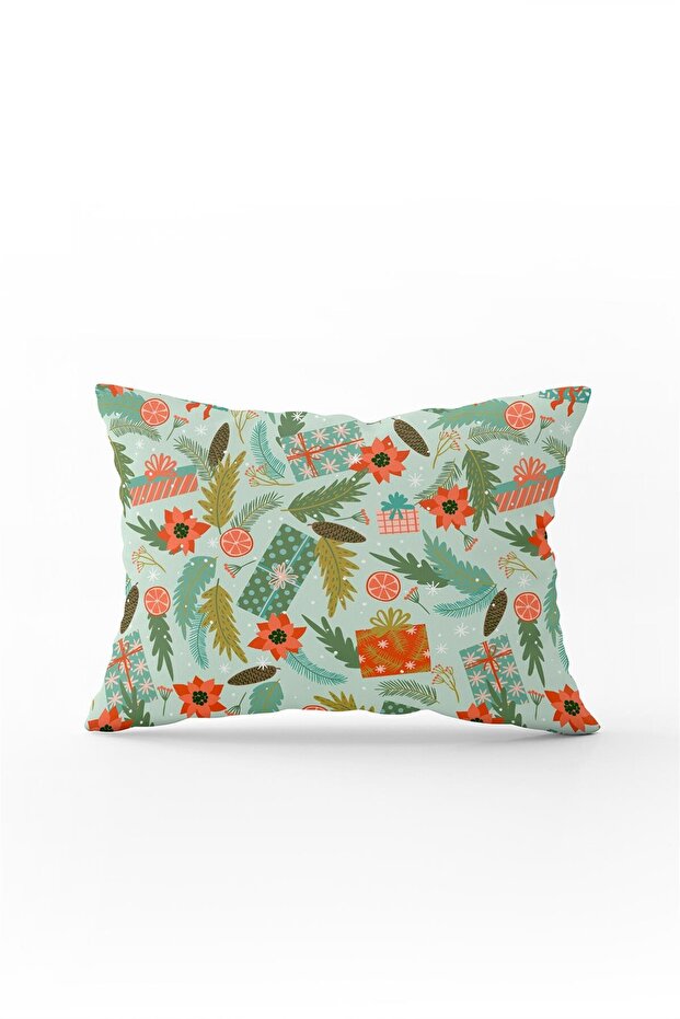 Double Sided 35x50 Green Orange Christmas Themed Digital Printed Throw Pillow Pillow Case - Cgh309-3550