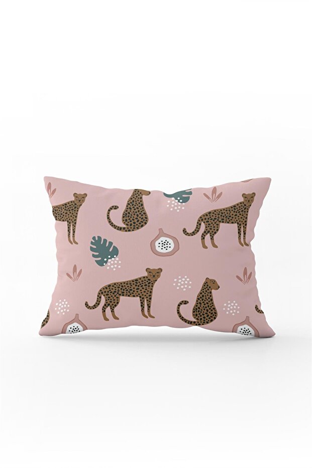 Double Sided 35x50 Pink Brown Tropical Tiger Figure Throw Pillow Pillow Case - Cgh249-3550