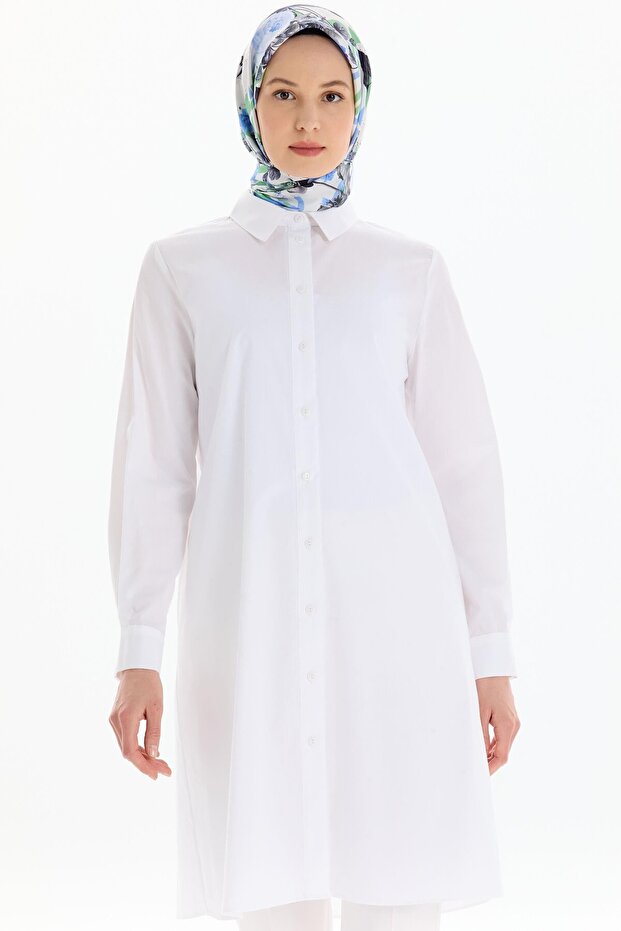 Uzun Basic Gömlek - Beyaz - 3