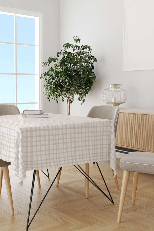 White Cream Spring Themed Flower Patterned Digital Printed Tablecloth Cgh1088-ms - 2