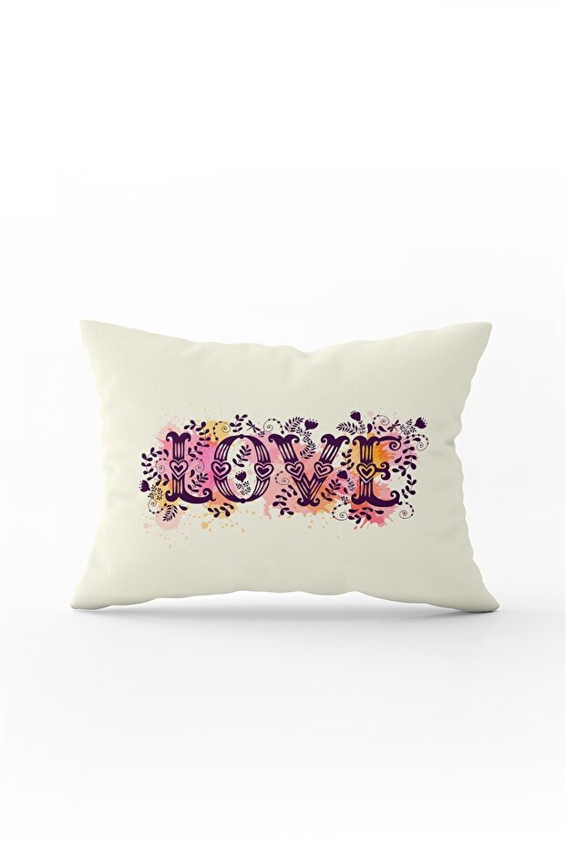 Double Sided 35x50 Cream Pink Love Written Throw Pillow Pillow Case - Cgh111-3550