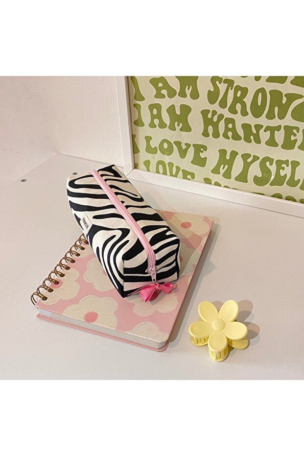 حامل قلم بنمط حمار وحشي/حقيبة مكياج - 5