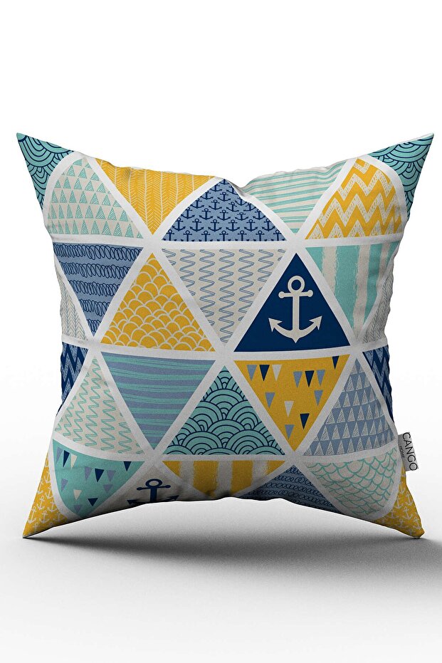 Double Sided Yellow Blue Marine Patterned Throw Pillow Pillow Case - Cgh133-ct