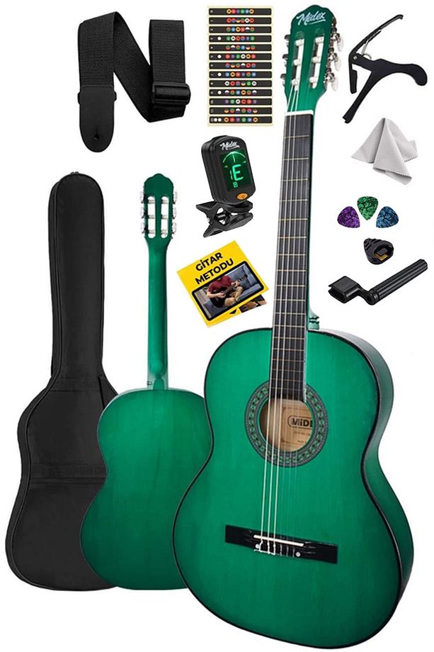 CG-34GR-PAK Kaliteli 34" 1/2 Juniur Çocuk Gitarı Seti 4-8 Yaş Arası (Tuner Capo Askı Nota Sticker) - 1