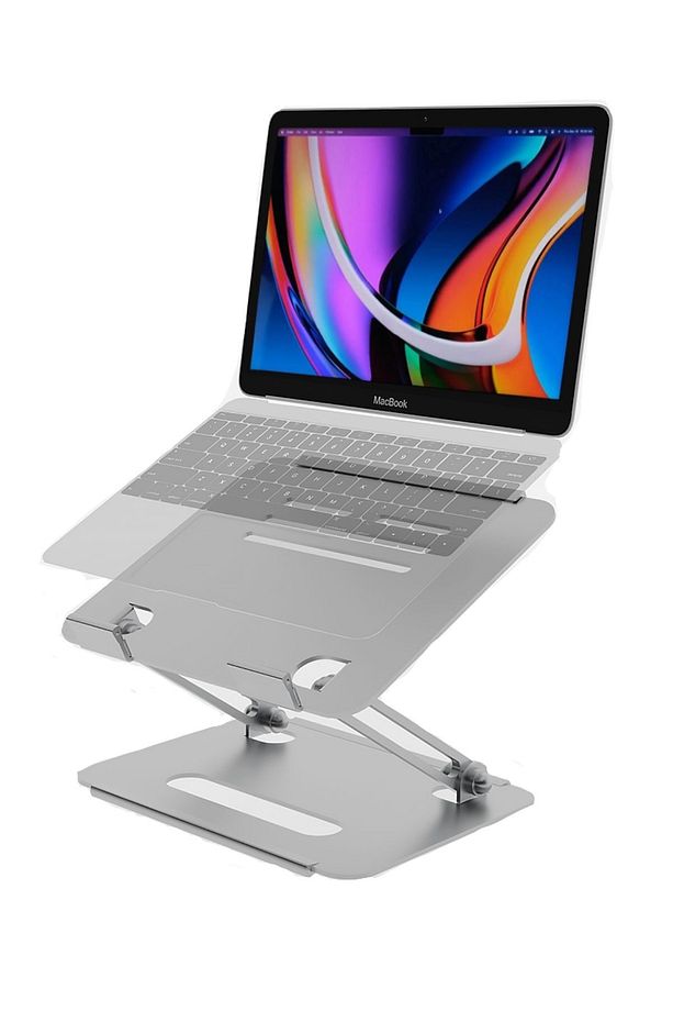 Tüm Modellerle Uyumlu Metal Kolay Ayarlanır Katlanabilir Ergonomik Gri Notebook Standı - 1