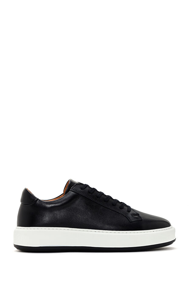 Men's Black Thick Sole Lace-Up Suede Leather Sneaker 24Sfd 630910