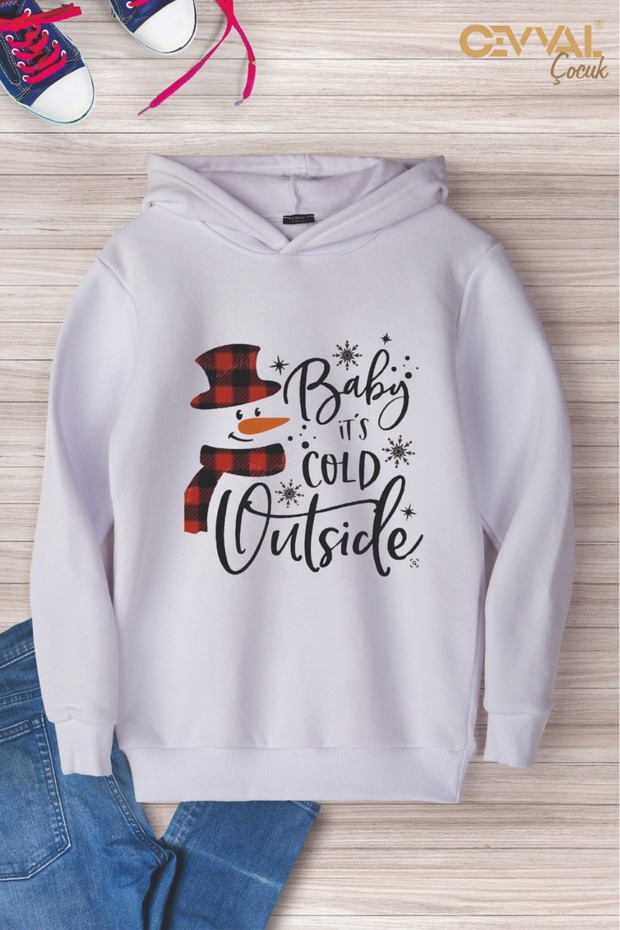 New Year's Special Collection Printed Cotton Hooded Oversize Kids Sweat Shirt