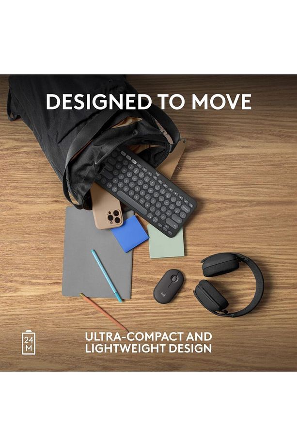 K380 Bluetooth Klavye 920-007586 + M350s Pebble 2 Kablosuz Mouse  910 - SIYAH - 3