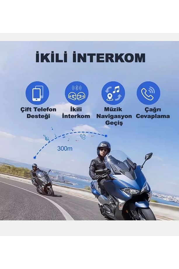Y20 Max Motorsiklet Intercom Su Geçirmez Kask Intercom Rgb Bluetooth 5.3 2 Kişilik 300 Metre - 3