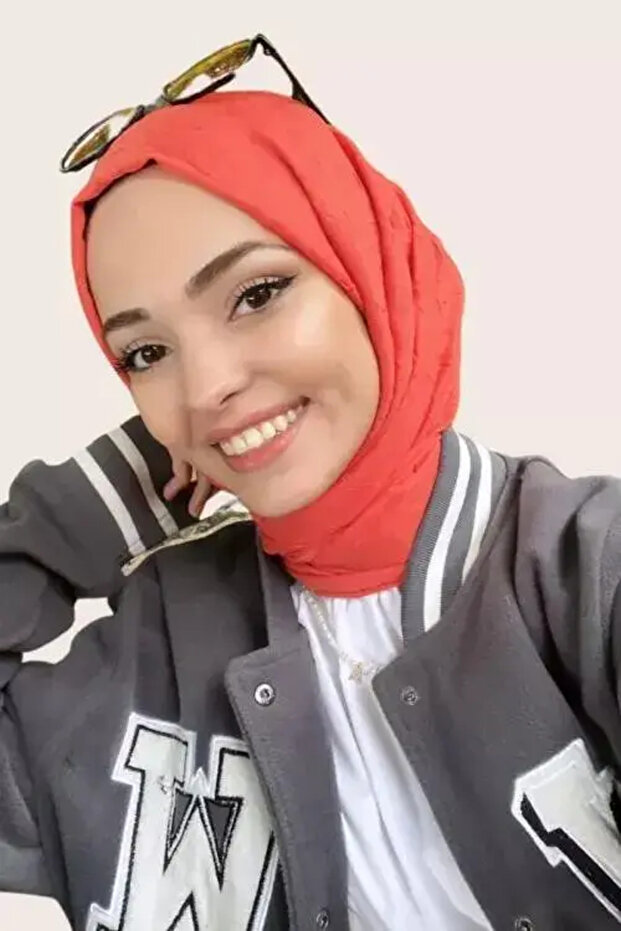 Kübra Koç Bamboo Shawl with Embroidery - coral