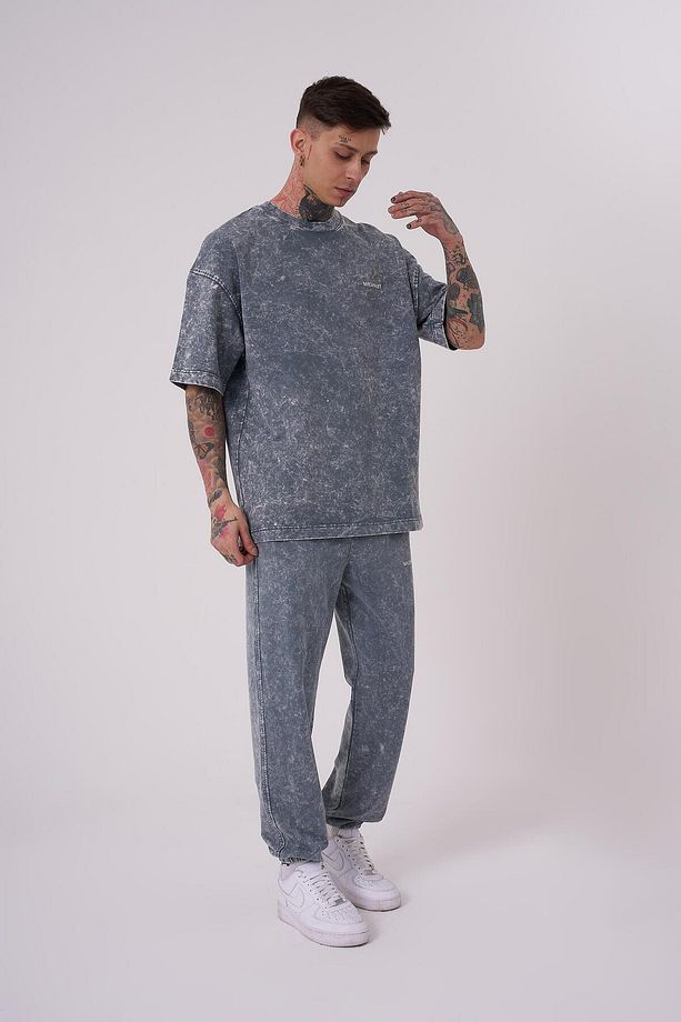 Erkek Luxury Yıkamalı Basic Oversize Ghost Spotted Tişört - 3