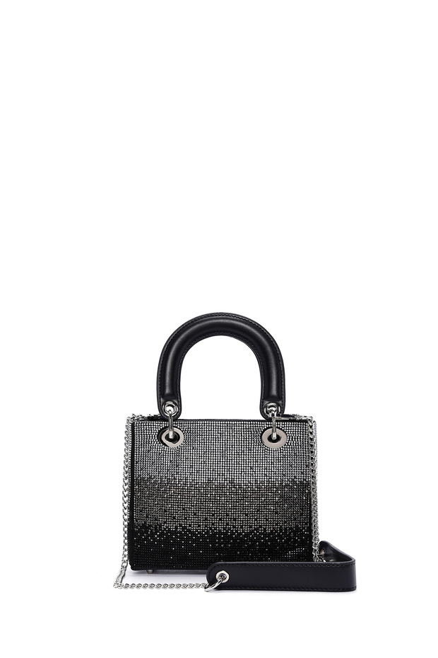 Black Stone Mini Shoulder Bag - Chain Strap, Women, 24wbd2870ts