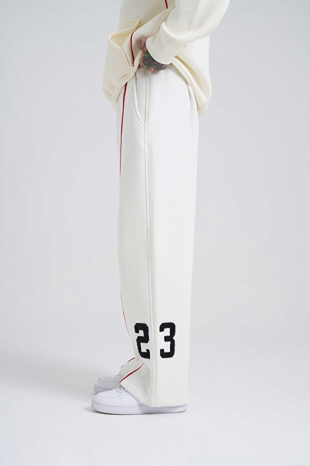 Erkek Line Baggy Oversize Ekru Eşofman Altı - 3