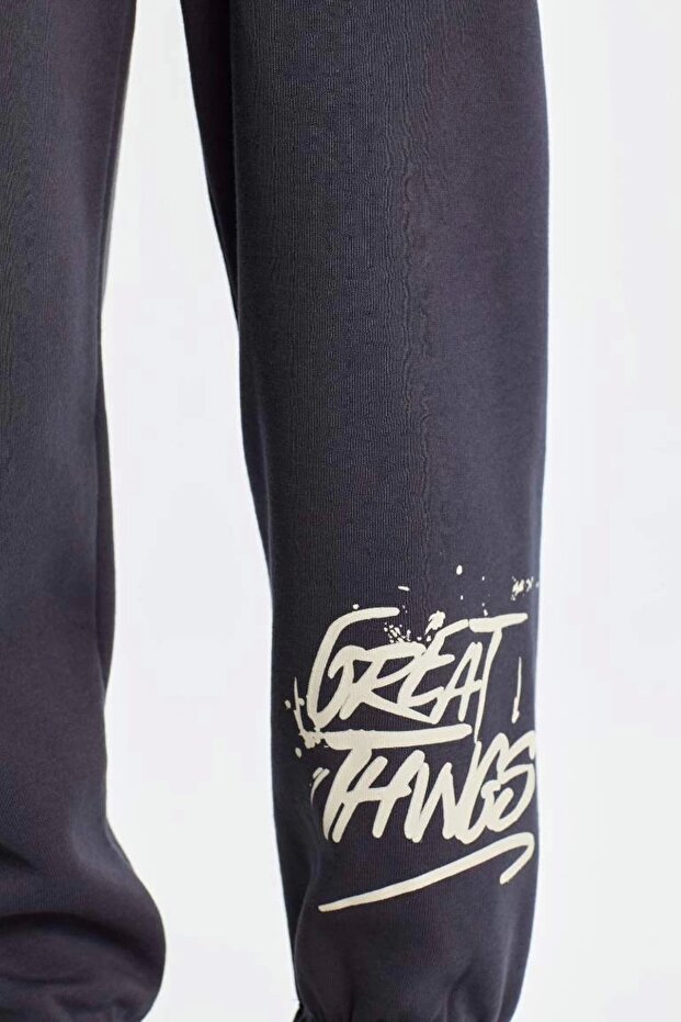 D3208 Baskılı Beli Paçası Lastikli Jogger Eşofman Altı - 6