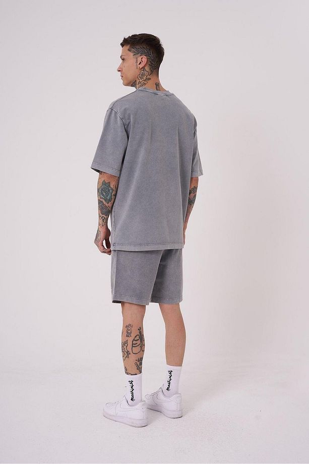 Erkek Luxury Yıkamalı Basic Relaxed Ghost Tişört - 4