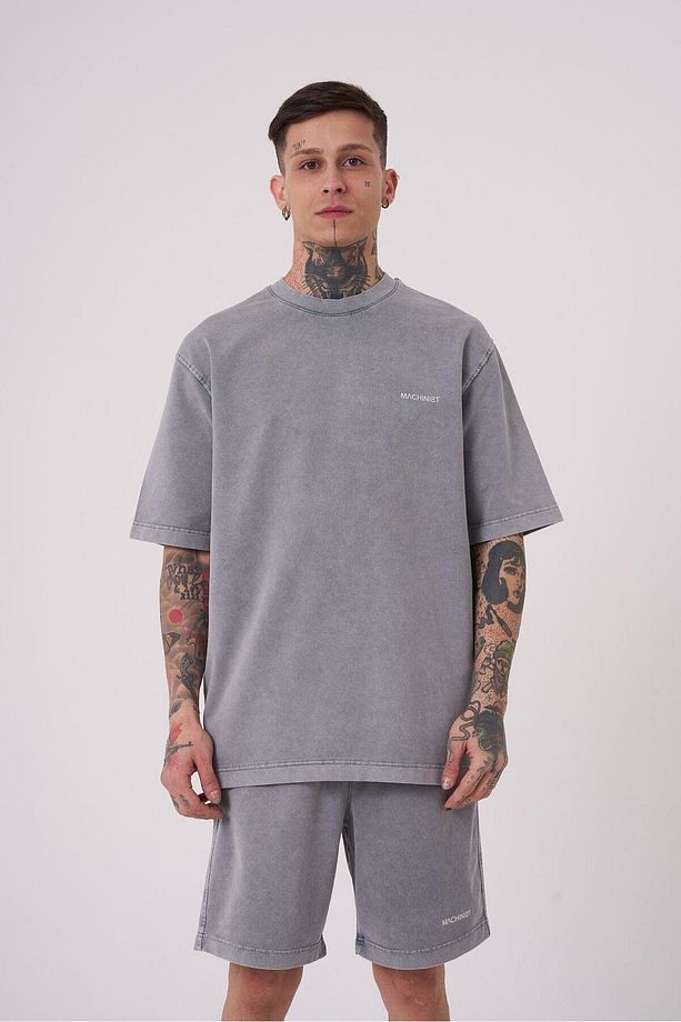Erkek Luxury Yıkamalı Basic Relaxed Ghost Tişört - 1