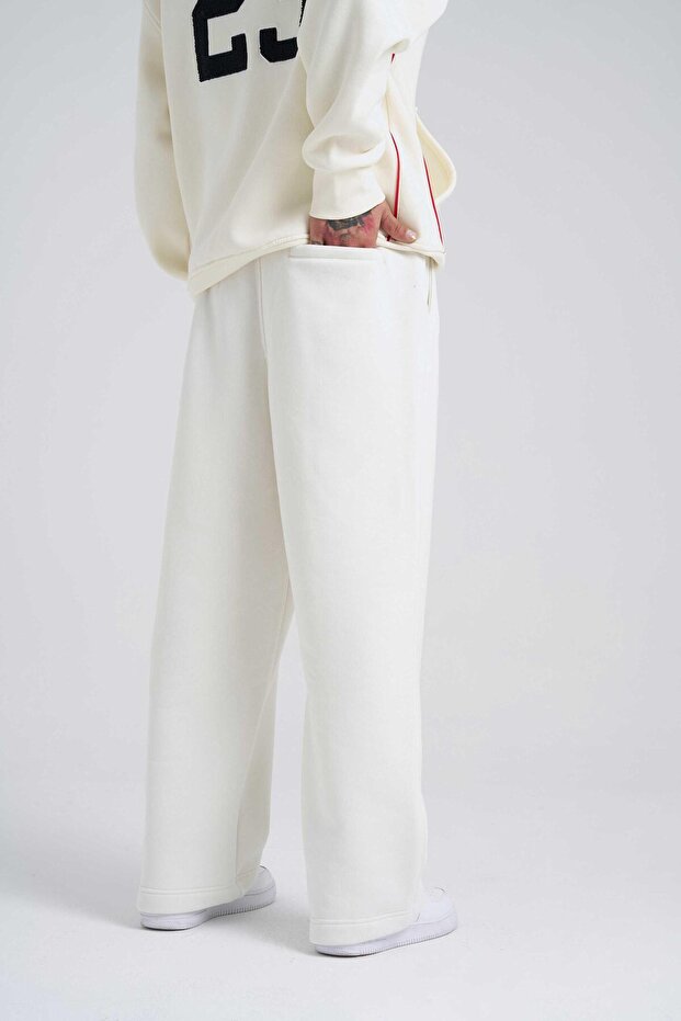 Erkek Line Baggy Oversize Ekru Eşofman Altı - 4