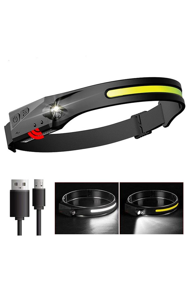 PS-001 5 Aydınlatma Modlu COB LED Sensörlü USB Şarj Edilebilir Dahili Pilli Kafa Lambası - 4
