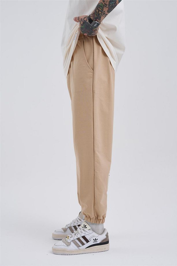 Erkek Oversize Basic Jogger Bej Eşofman Altı - 4