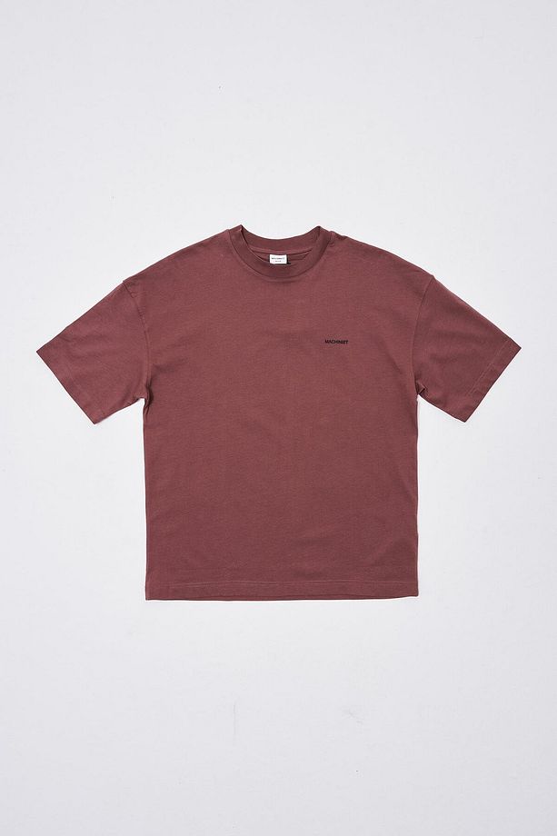 Erkek Solid Basic Pamuklu Oversize Mürdüm Tişört - 7