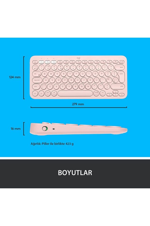 K380 Bluetooth Klavye 920-007586 + M350s Pebble 2 Kablosuz Mouse  910-007015 - 5