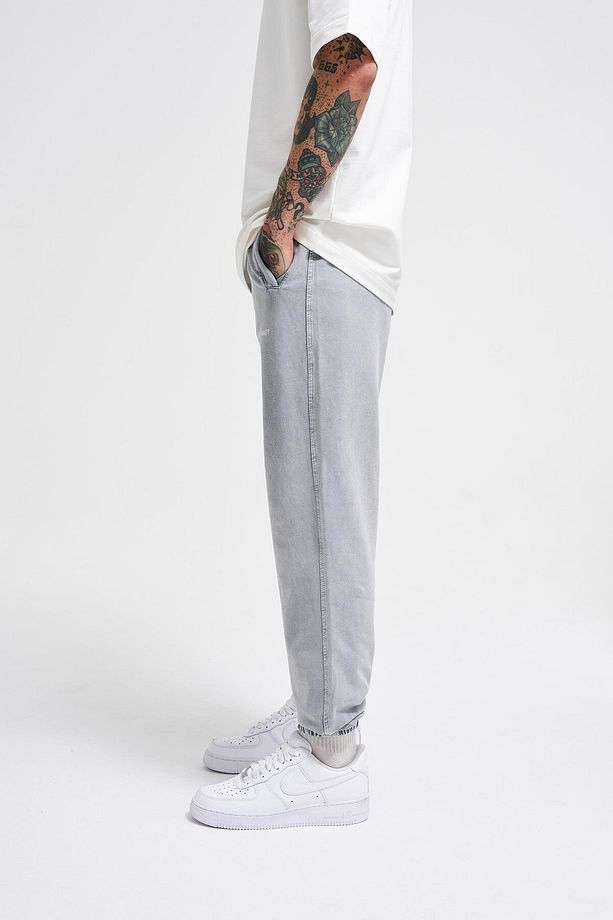 Erkek Luxury Basic Yıkamalı Jogger Gri Eşofman Altı - 5